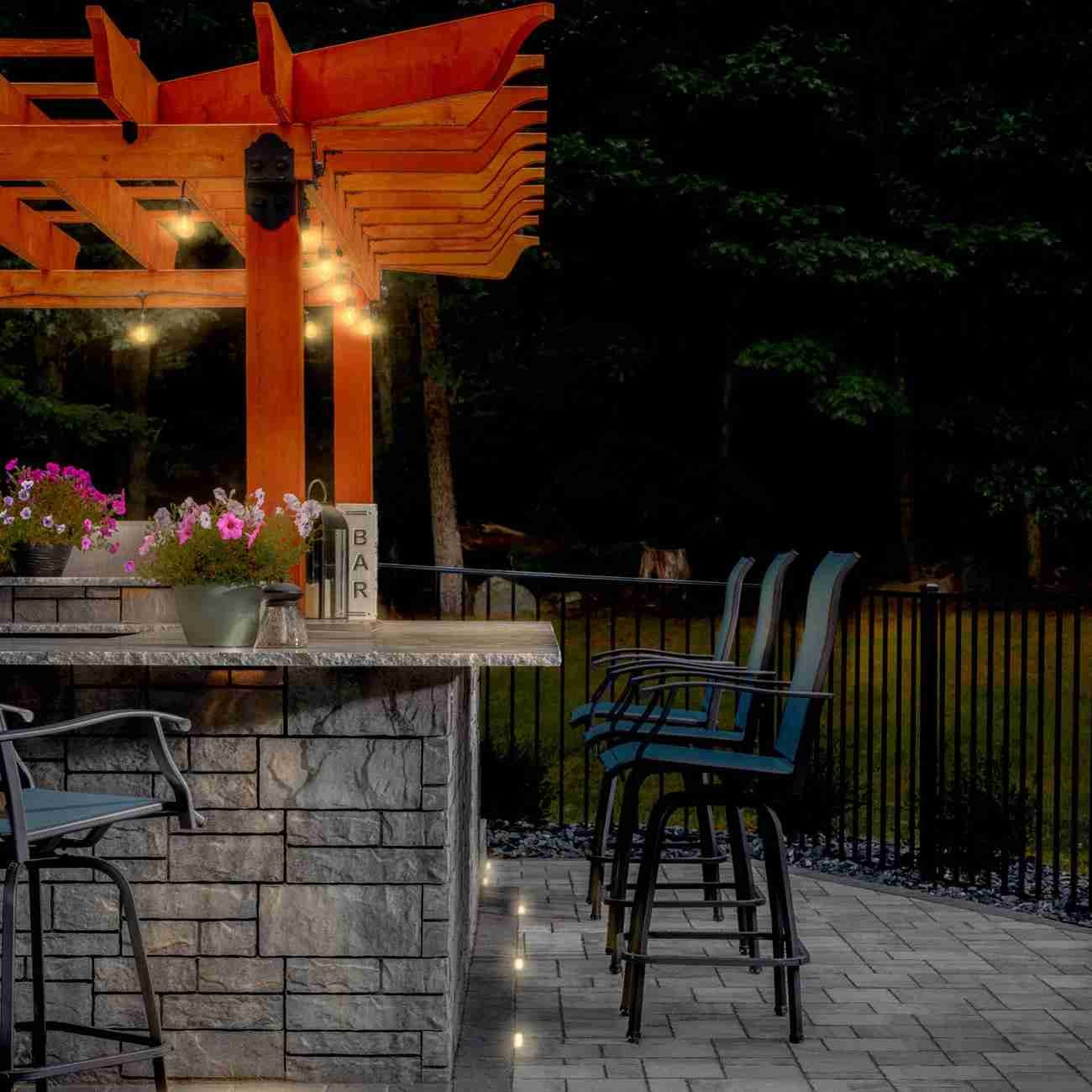 LED landscape lighting on paver patio Jacksonville